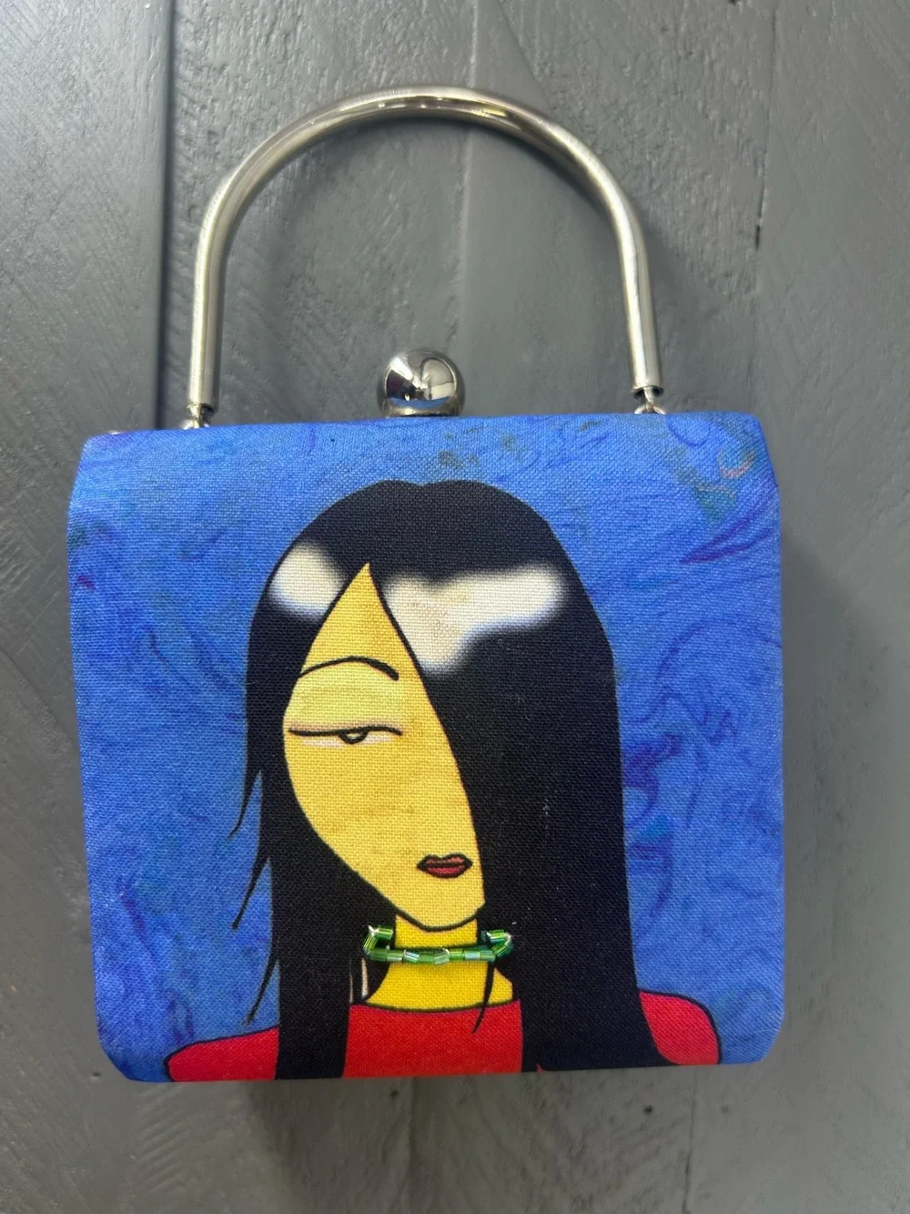 Vtg For Nine Glamour Girl Faces Double Sided Hand bag